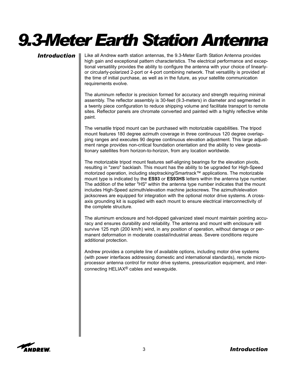 Meter earth station antenna | Andrew 9.3-Meter ESA User Manual | Page 3 / 66