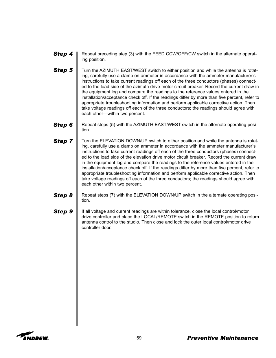 Andrew 9.3-Meter ESA User Manual | Page 59 / 66