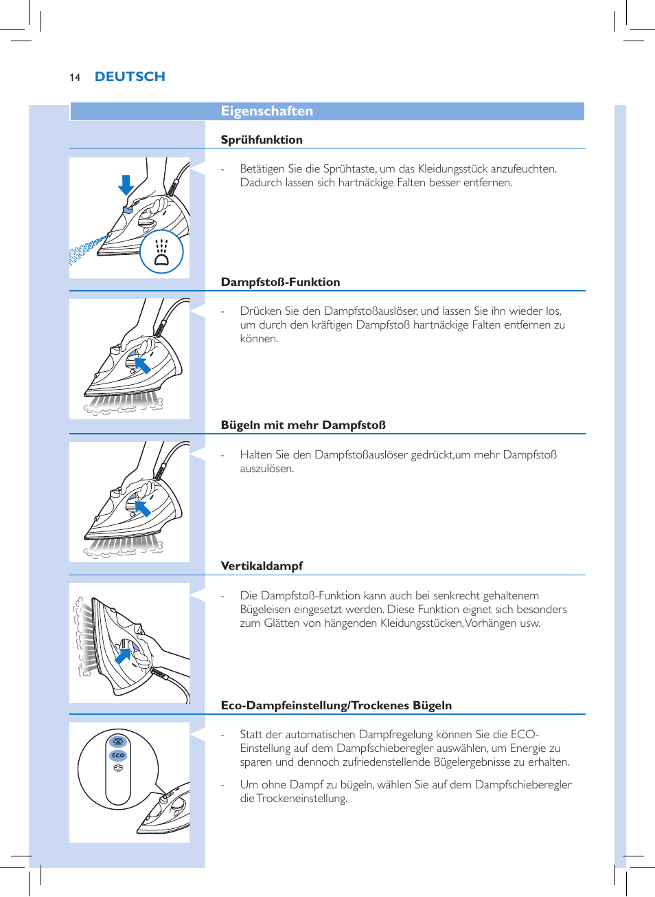 Philips Azur Performer Plus Dampfbügeleisen User Manual | Page 12 / 30