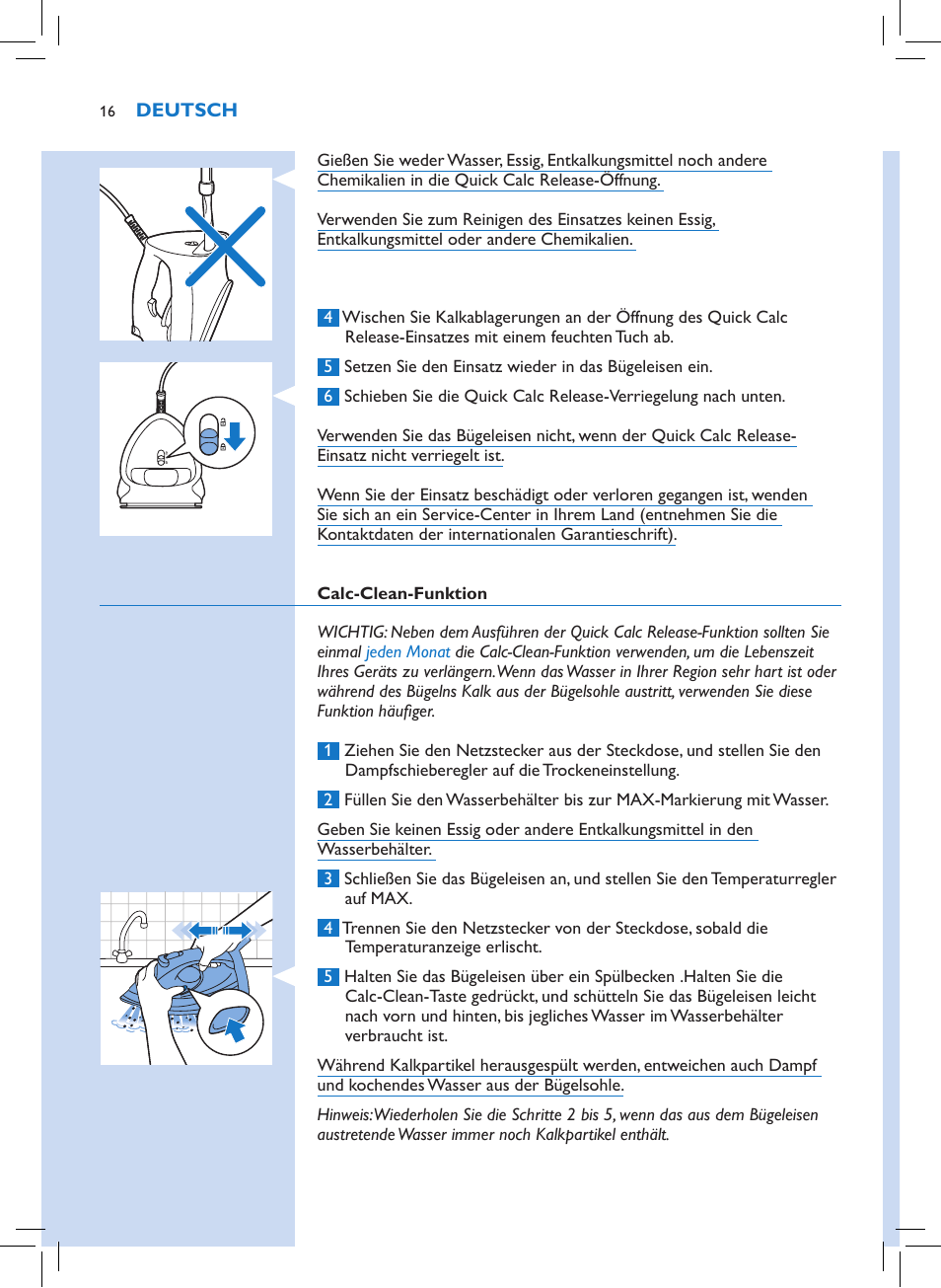 Philips Azur Performer Plus Dampfbügeleisen User Manual | Page 14 / 30