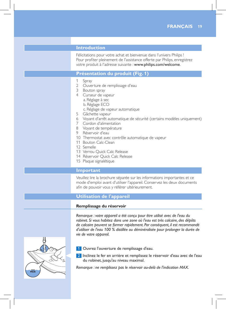 Philips Azur Performer Plus Dampfbügeleisen User Manual | Page 17 / 30