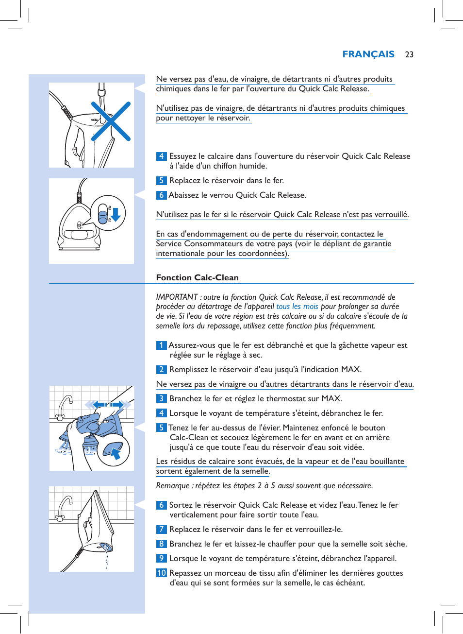 Philips Azur Performer Plus Dampfbügeleisen User Manual | Page 21 / 30