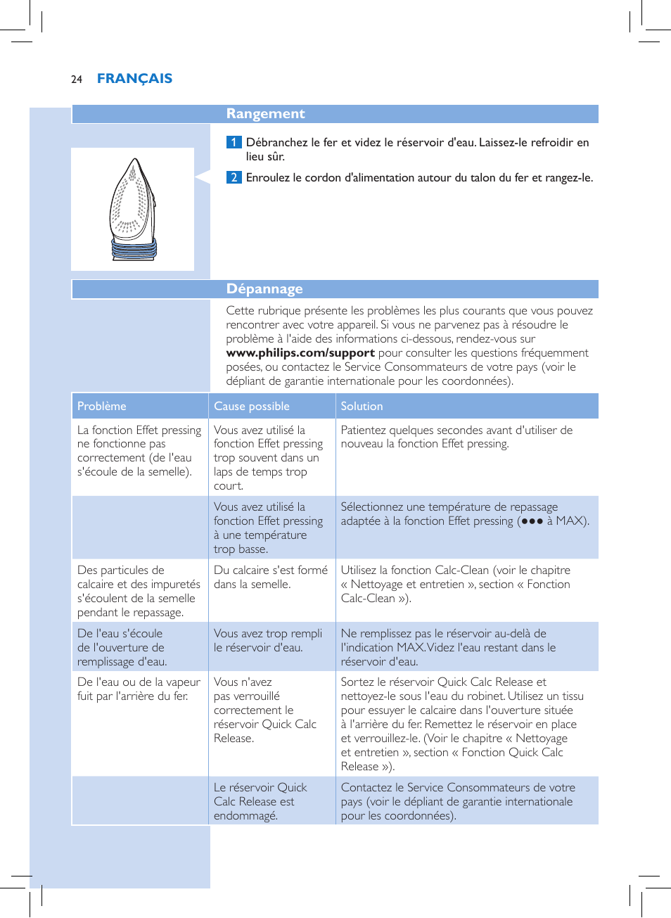 Philips Azur Performer Plus Dampfbügeleisen User Manual | Page 22 / 30