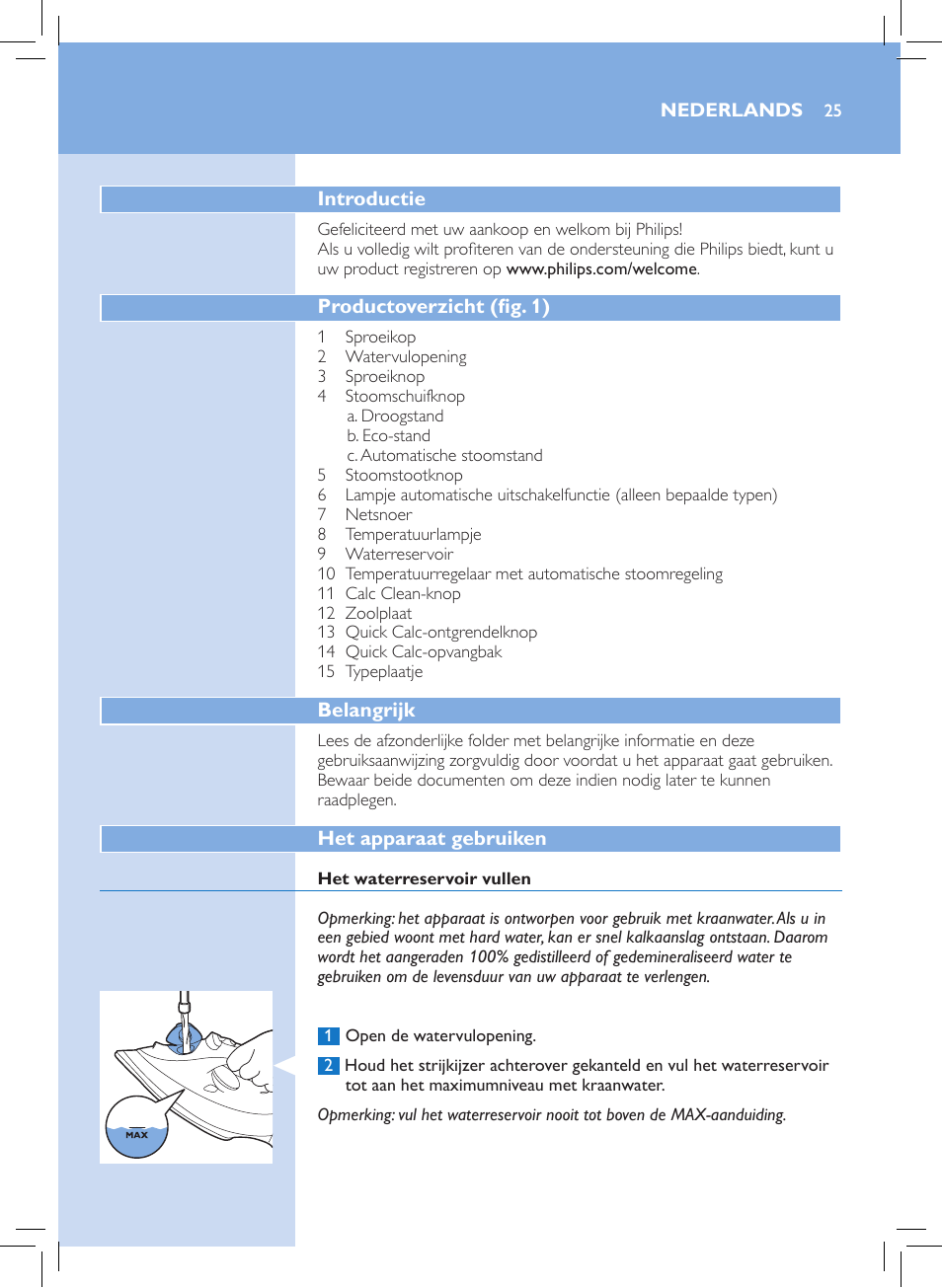 Philips Azur Performer Plus Dampfbügeleisen User Manual | Page 23 / 30