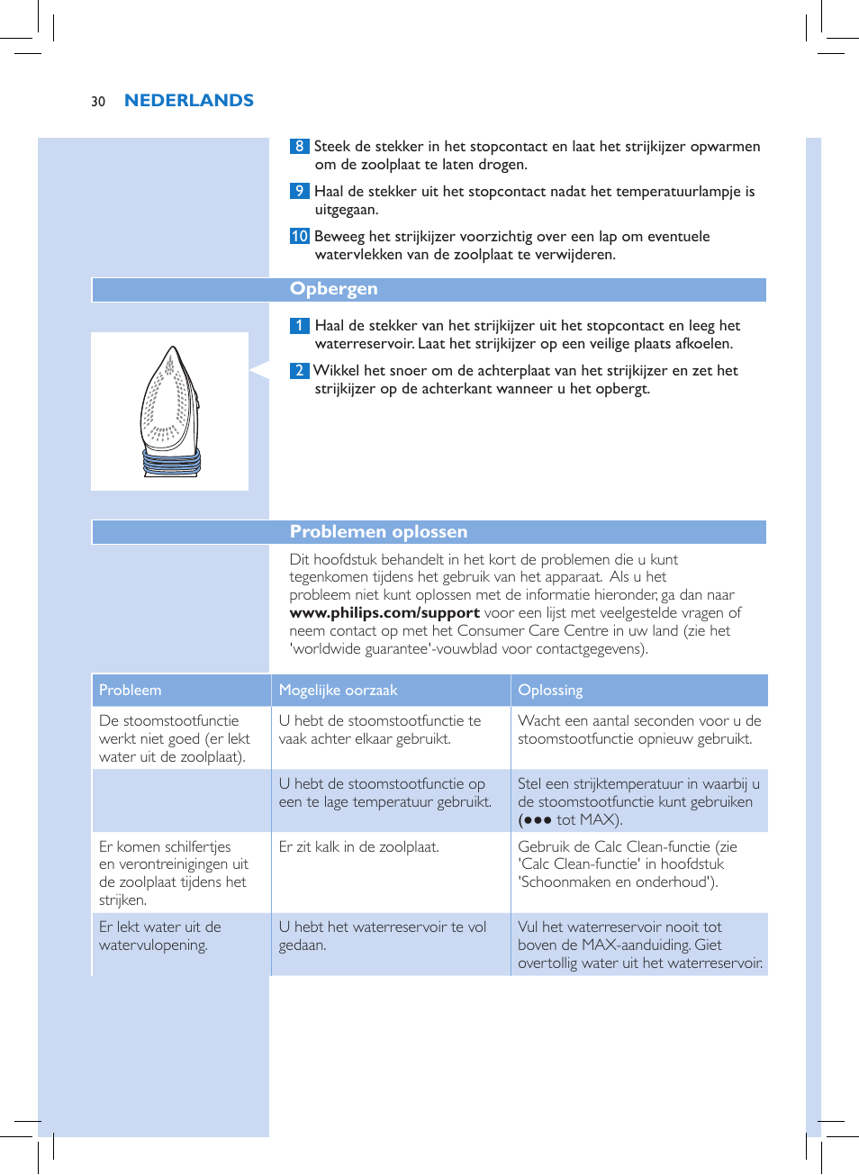 Philips Azur Performer Plus Dampfbügeleisen User Manual | Page 28 / 30