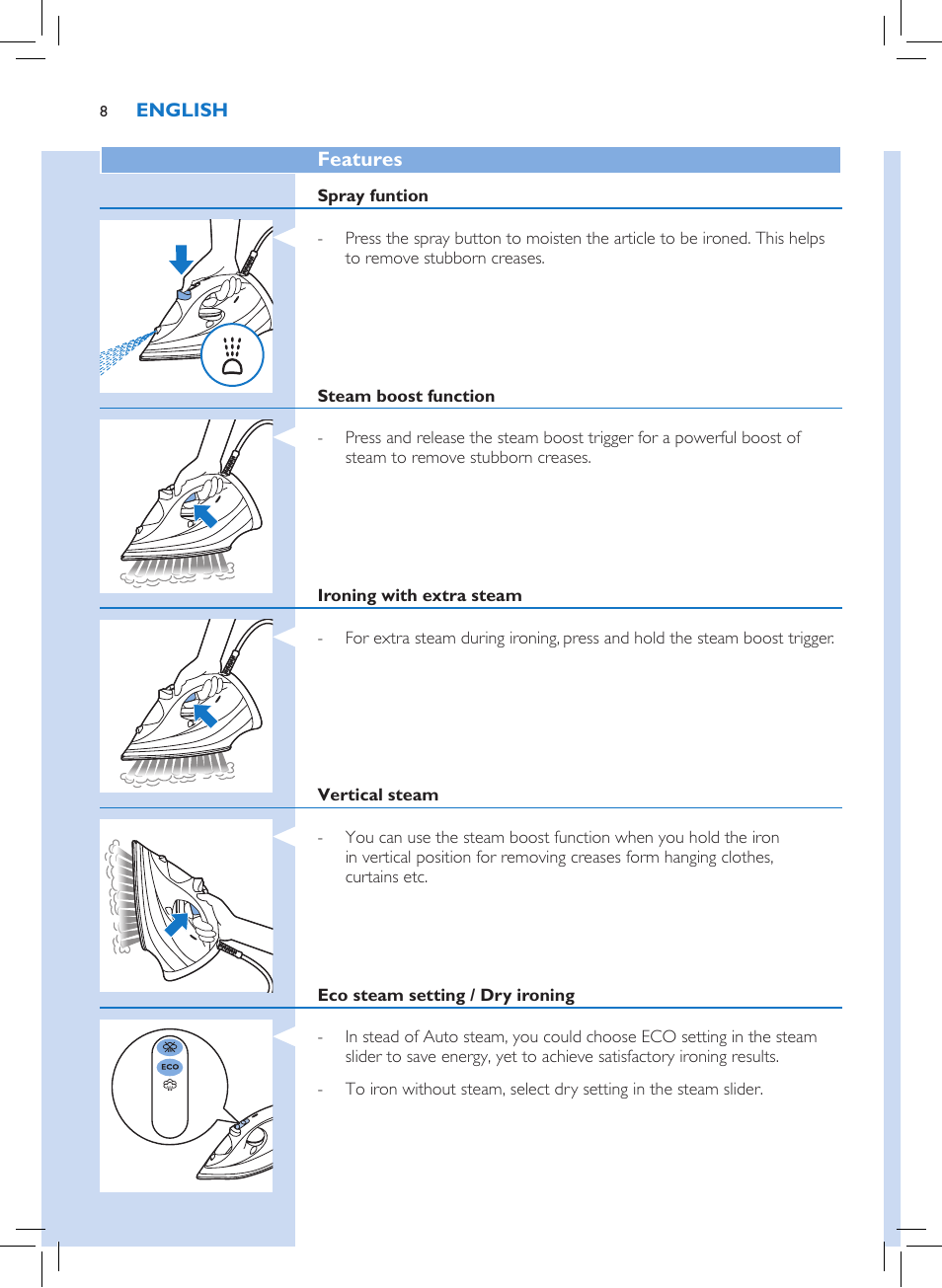 Philips Azur Performer Plus Dampfbügeleisen User Manual | Page 6 / 30