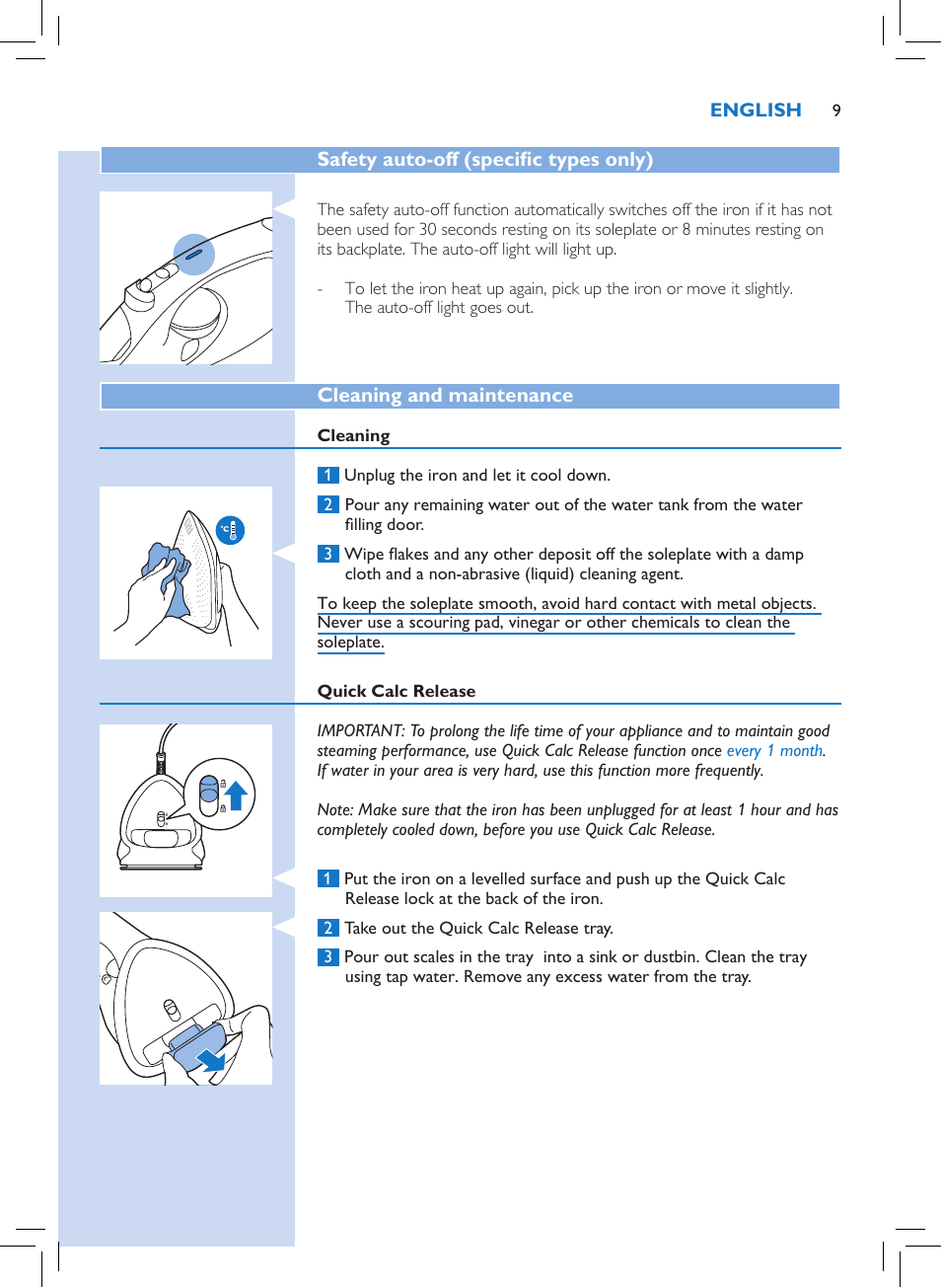 Philips Azur Performer Plus Dampfbügeleisen User Manual | Page 7 / 30