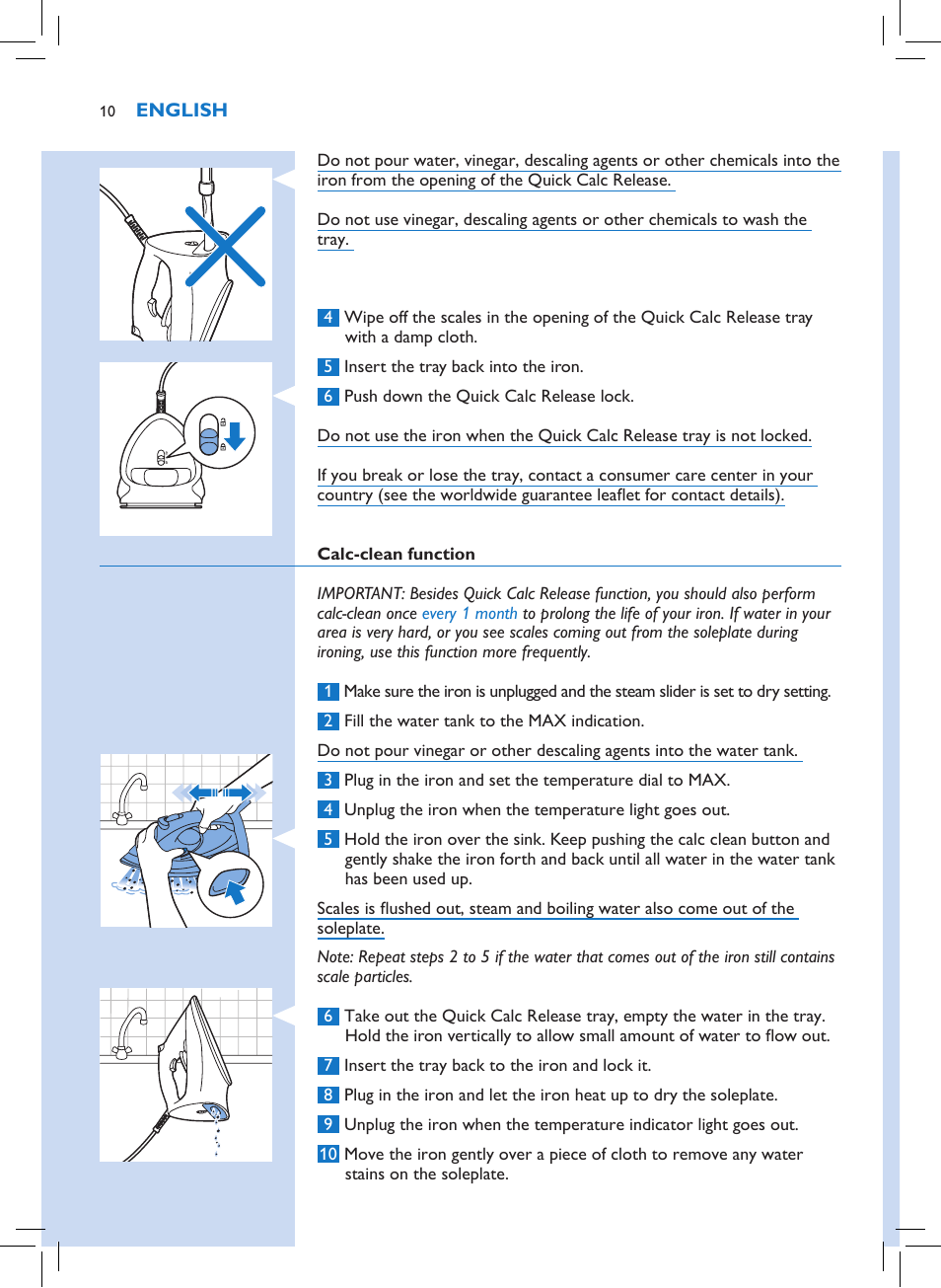 Philips Azur Performer Plus Dampfbügeleisen User Manual | Page 8 / 30