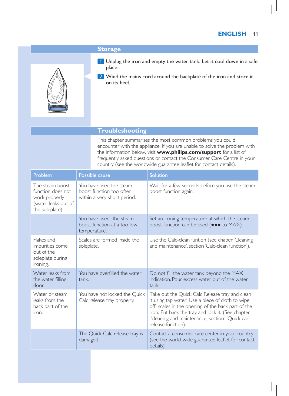 Philips Azur Performer Plus Dampfbügeleisen User Manual | Page 9 / 30