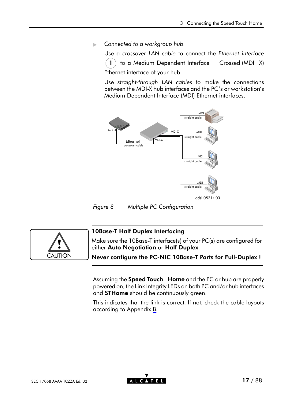 Figure 8, Multiple pc configuration | Alcatel Carrier Internetworking Solutions SpeedTouch Speed Touch Home Asymmetric Digital Subscriber Line (ADSL) Modem User Manual | Page 17 / 87