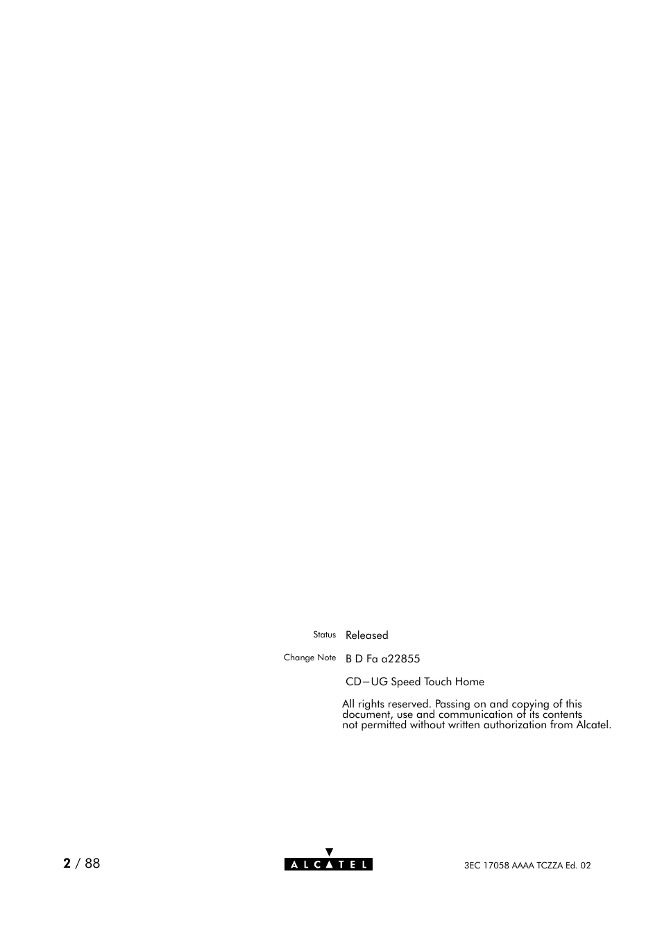 Alcatel Carrier Internetworking Solutions SpeedTouch Speed Touch Home Asymmetric Digital Subscriber Line (ADSL) Modem User Manual | Page 2 / 87