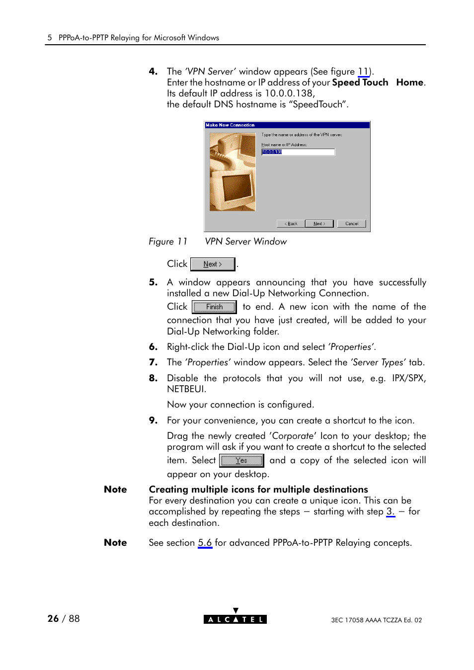 Figure 11, Vpn server window | Alcatel Carrier Internetworking Solutions SpeedTouch Speed Touch Home Asymmetric Digital Subscriber Line (ADSL) Modem User Manual | Page 26 / 87