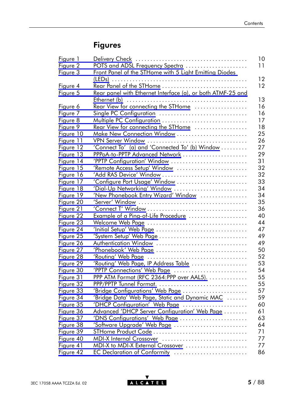 Figures | Alcatel Carrier Internetworking Solutions SpeedTouch Speed Touch Home Asymmetric Digital Subscriber Line (ADSL) Modem User Manual | Page 5 / 87