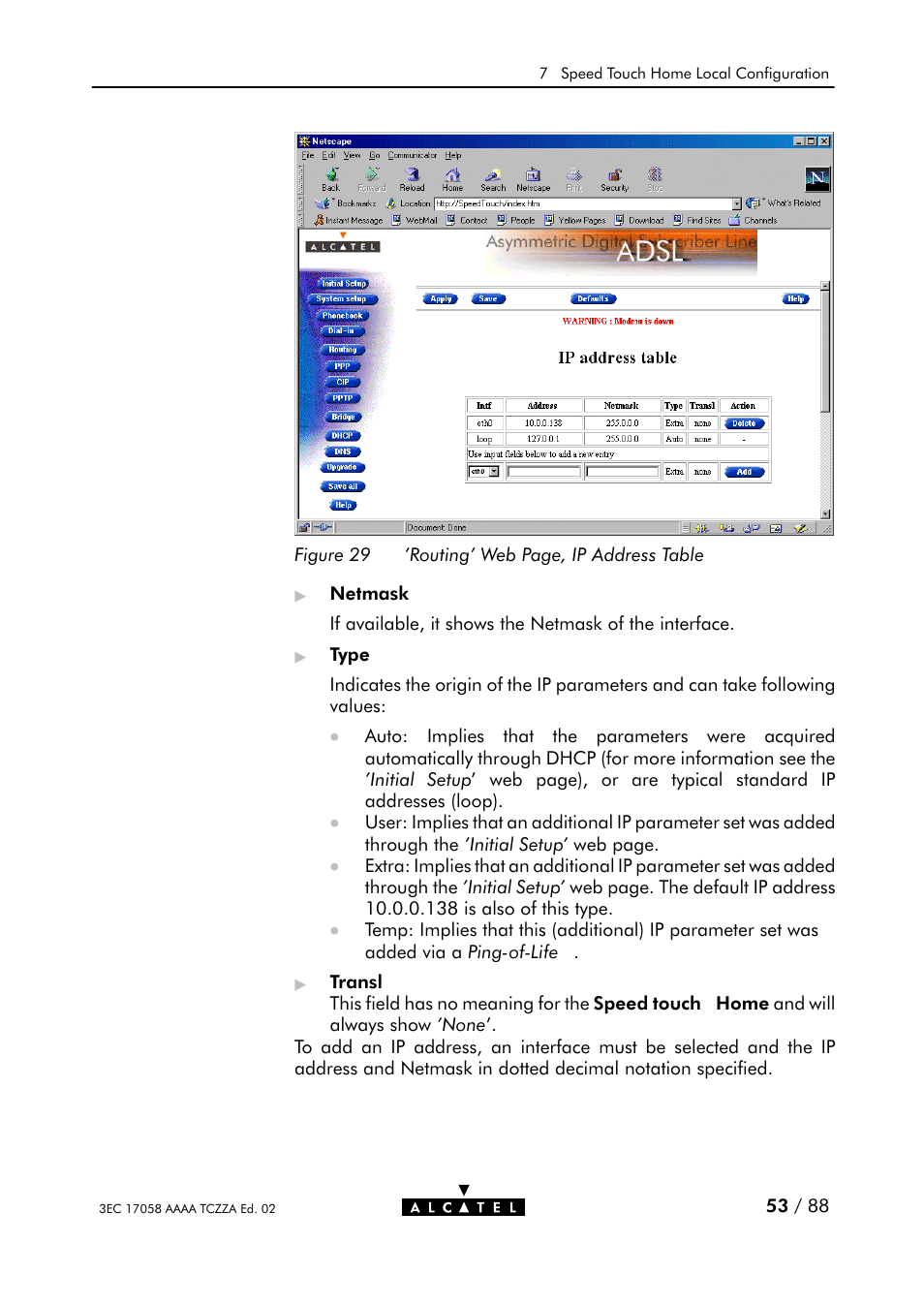 Figure 29 | Alcatel Carrier Internetworking Solutions SpeedTouch Speed Touch Home Asymmetric Digital Subscriber Line (ADSL) Modem User Manual | Page 53 / 87
