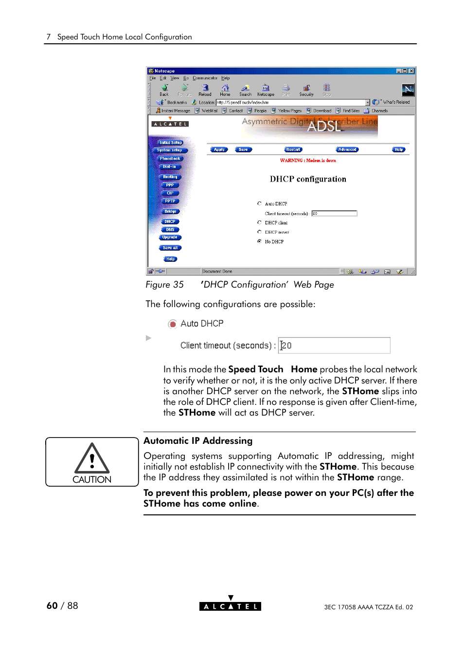 Figure 35 | Alcatel Carrier Internetworking Solutions SpeedTouch Speed Touch Home Asymmetric Digital Subscriber Line (ADSL) Modem User Manual | Page 60 / 87