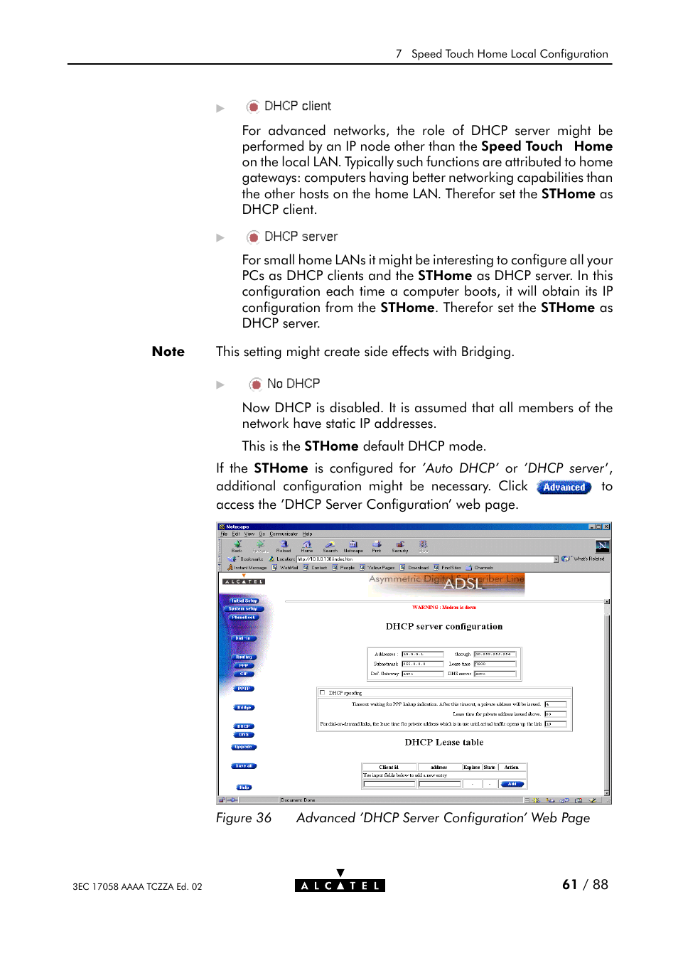 Figure 36 | Alcatel Carrier Internetworking Solutions SpeedTouch Speed Touch Home Asymmetric Digital Subscriber Line (ADSL) Modem User Manual | Page 61 / 87