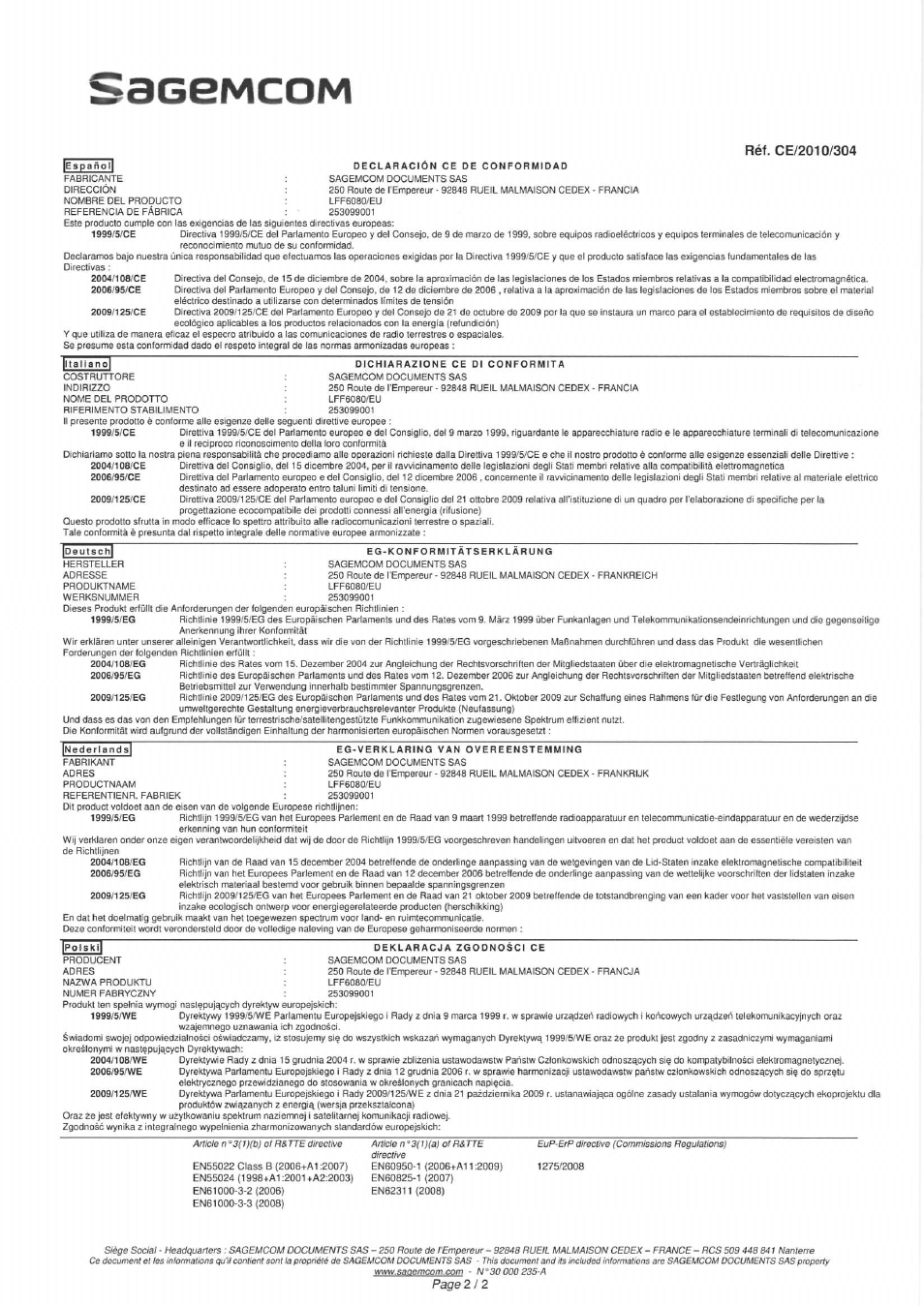 Sagemcom | Philips Netzwerk-Laserfax mit Drucker User Manual | Page 2 / 2