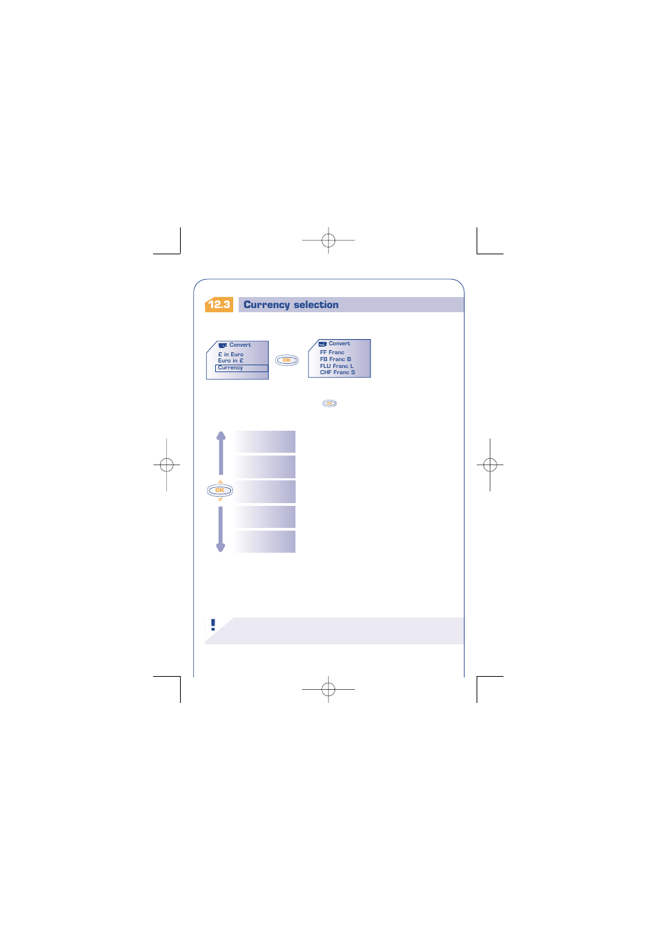 3 currency selection, P. 57 | Alcatel Carrier Internetworking Solutions One Touch 310 User Manual | Page 58 / 80