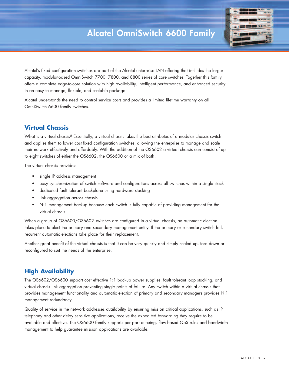 Alcatel omniswitch 6600 family | Alcatel Carrier Internetworking Solutions 6600 User Manual | Page 3 / 12