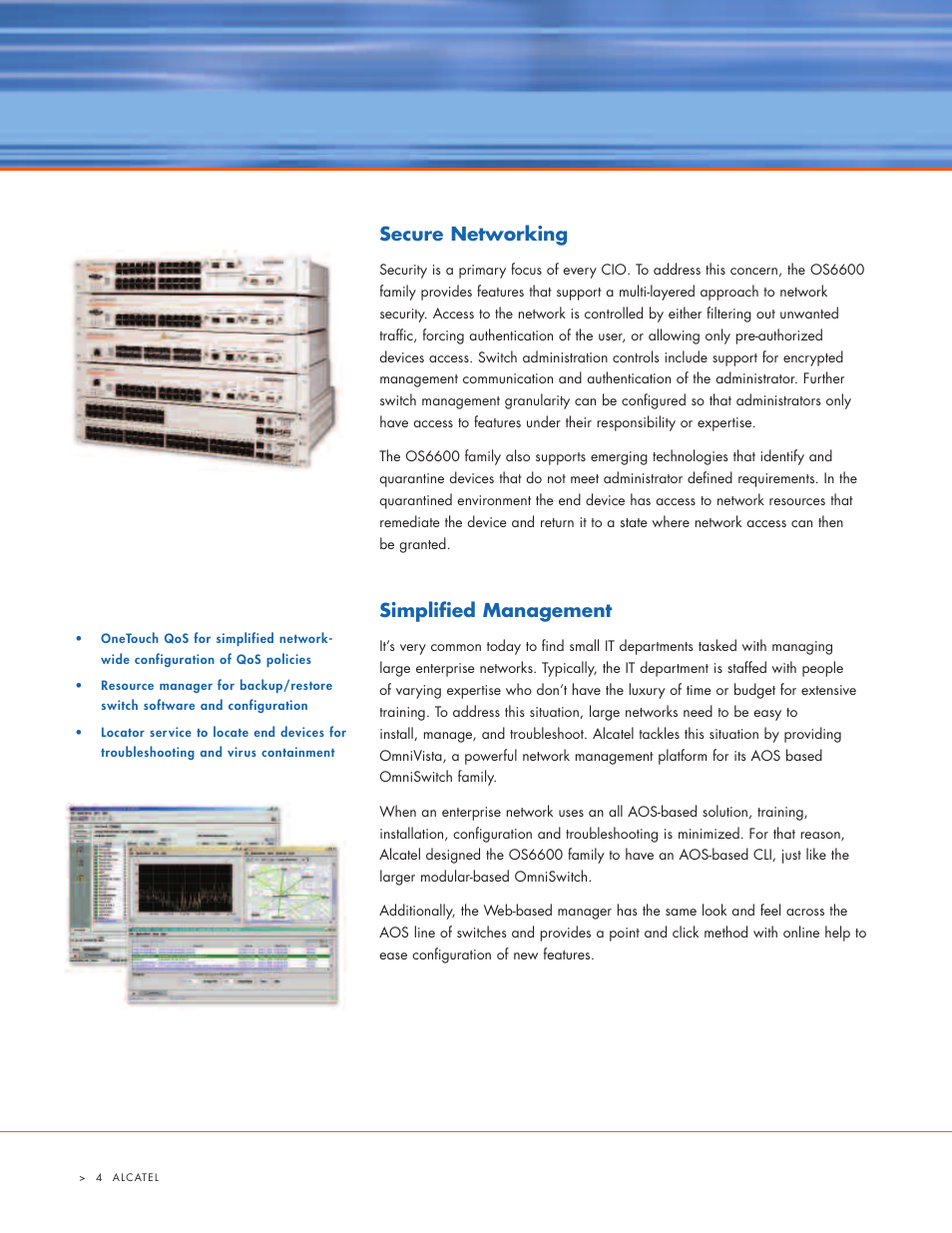 Secure networking, Simplified management | Alcatel Carrier Internetworking Solutions 6600 User Manual | Page 4 / 12