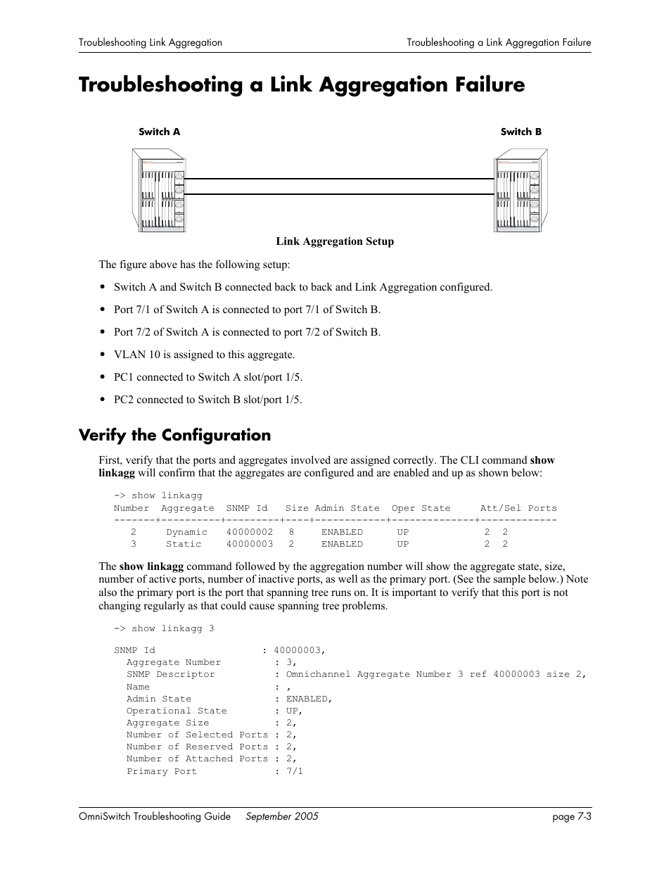 Troubleshooting a link aggregation failure, Verify the configuration, Troubleshooting a link aggregation failure -3 | Verify the configuration -3 | Alcatel Carrier Internetworking Solutions 6648 User Manual | Page 123 / 614
