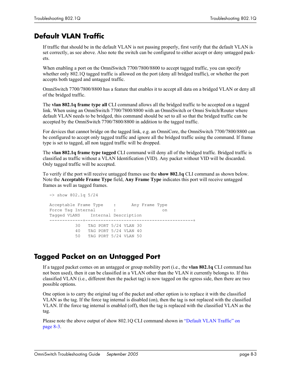 Default vlan traffic, Tagged packet on an untagged port | Alcatel Carrier Internetworking Solutions 6648 User Manual | Page 135 / 614