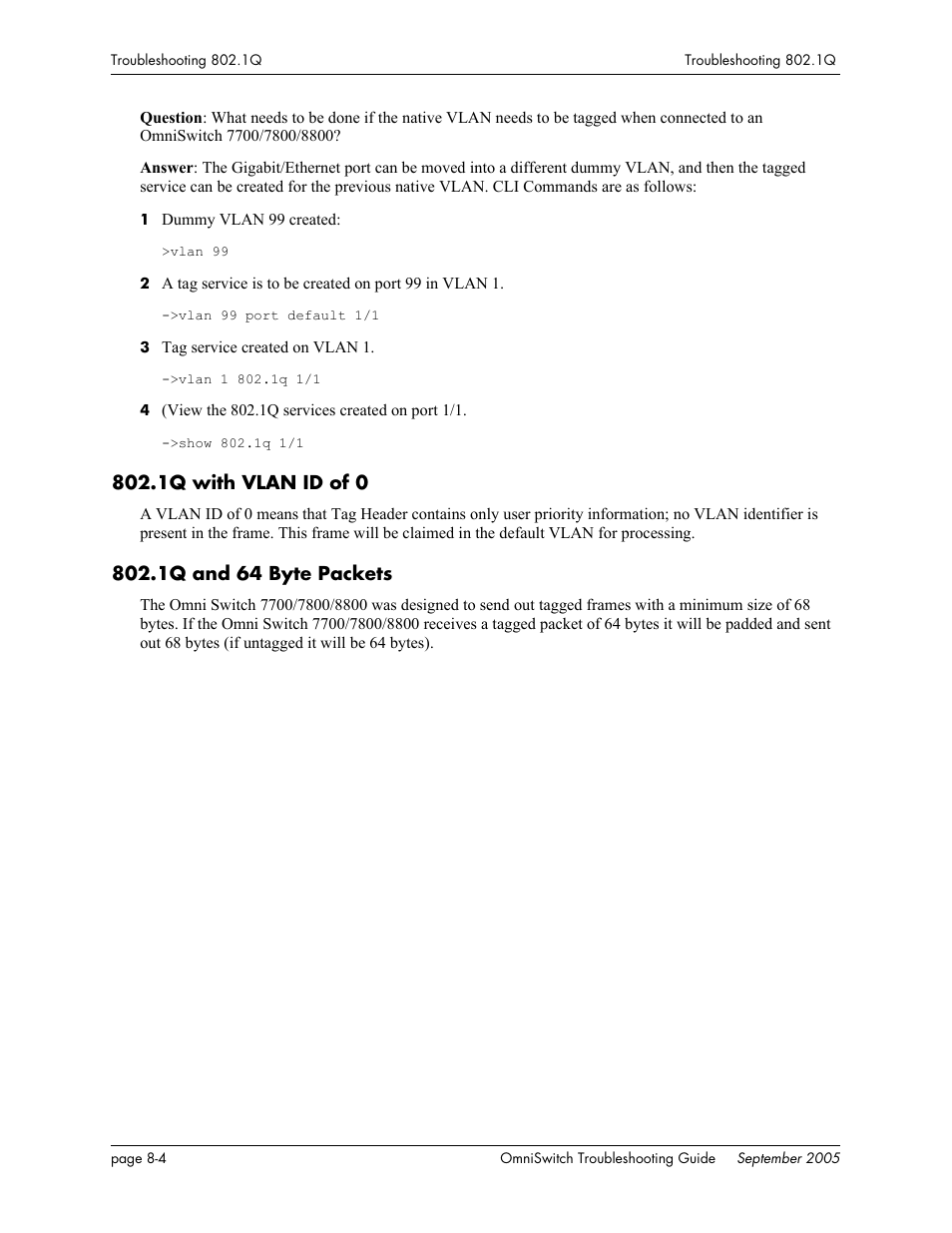 1q with vlan id of 0, 1q and 64 byte packets | Alcatel Carrier Internetworking Solutions 6648 User Manual | Page 136 / 614
