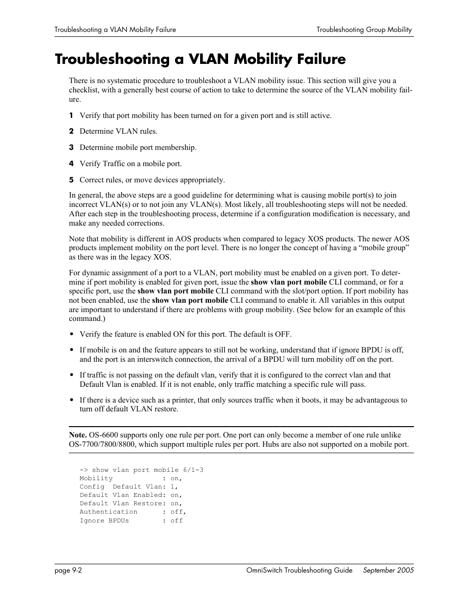 Troubleshooting a vlan mobility failure, Troubleshooting a vlan mobility failure -2 | Alcatel Carrier Internetworking Solutions 6648 User Manual | Page 142 / 614