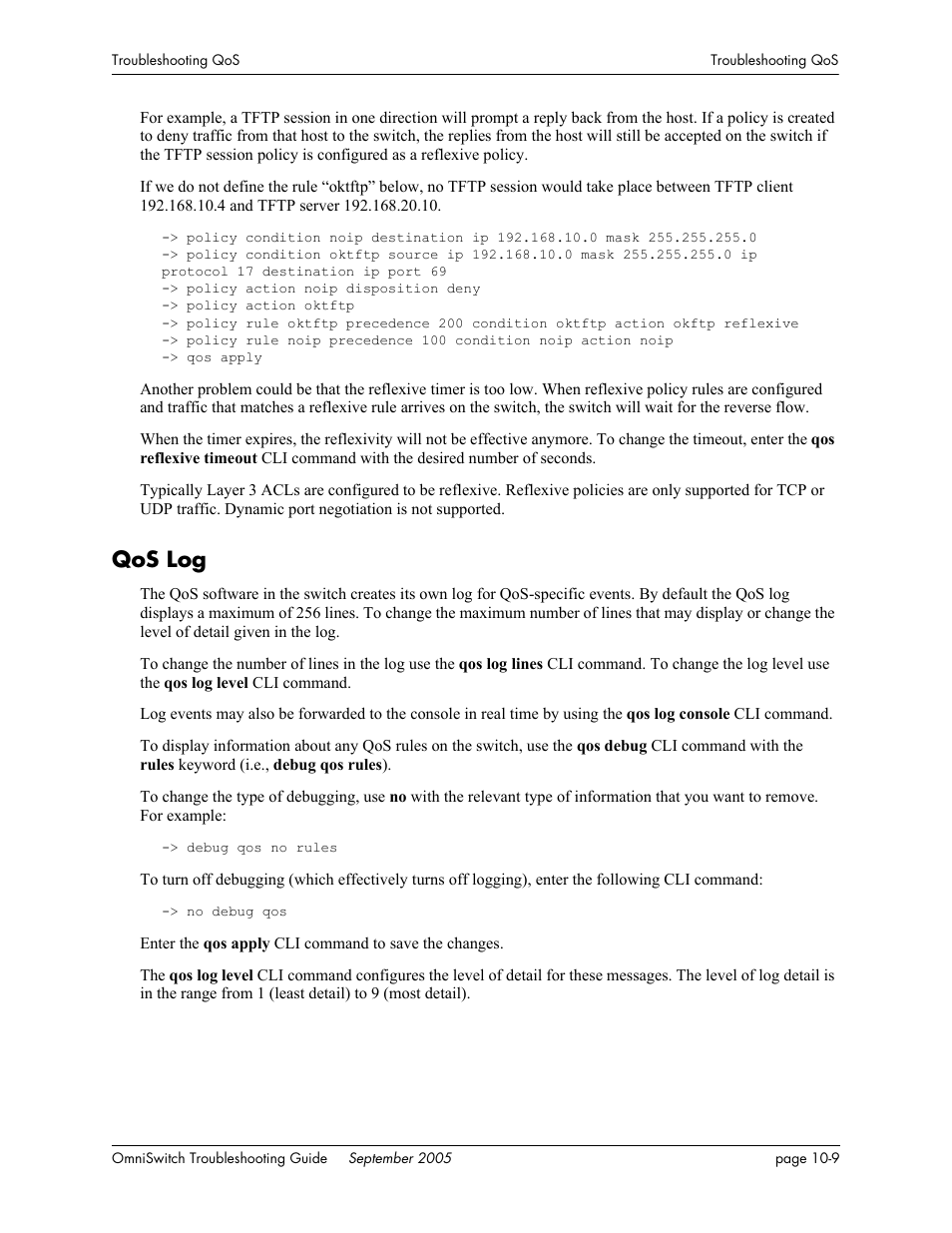 Qos log, Qos log -9 | Alcatel Carrier Internetworking Solutions 6648 User Manual | Page 159 / 614