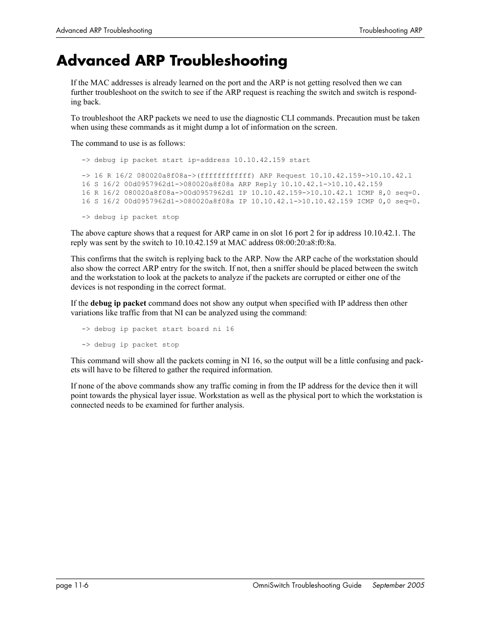 Advanced arp troubleshooting, Advanced arp troubleshooting -6 | Alcatel Carrier Internetworking Solutions 6648 User Manual | Page 172 / 614