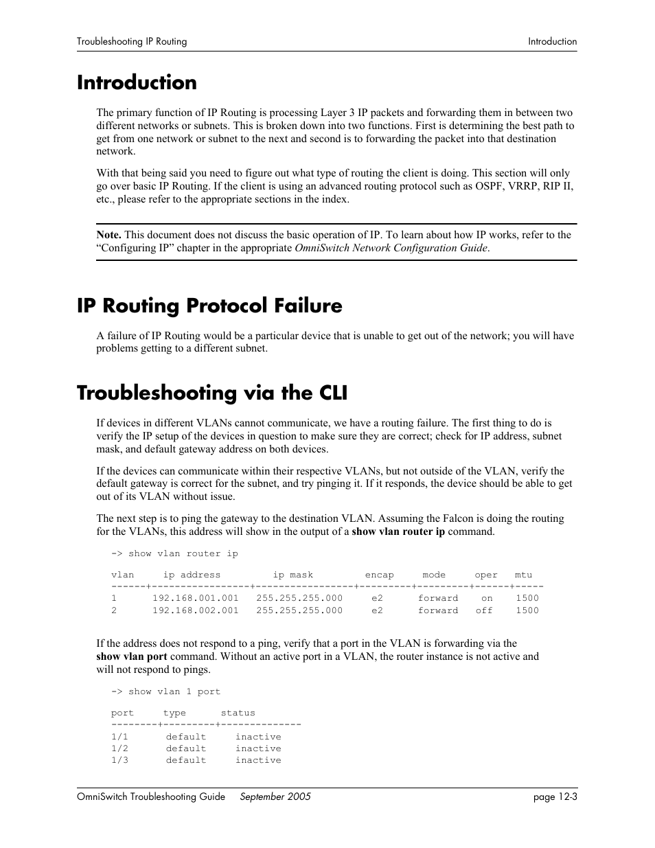 Introduction, Ip routing protocol failure, Troubleshooting via the cli | Introduction -3, Ip routing protocol failure -3, Troubleshooting via the cli -3 | Alcatel Carrier Internetworking Solutions 6648 User Manual | Page 179 / 614