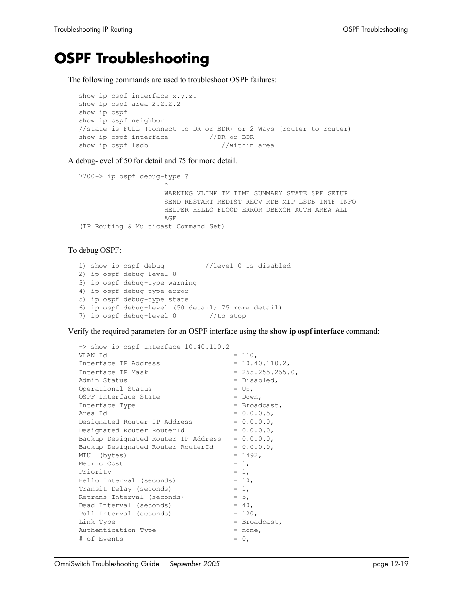 Ospf troubleshooting, Ospf troubleshooting -19 | Alcatel Carrier Internetworking Solutions 6648 User Manual | Page 195 / 614