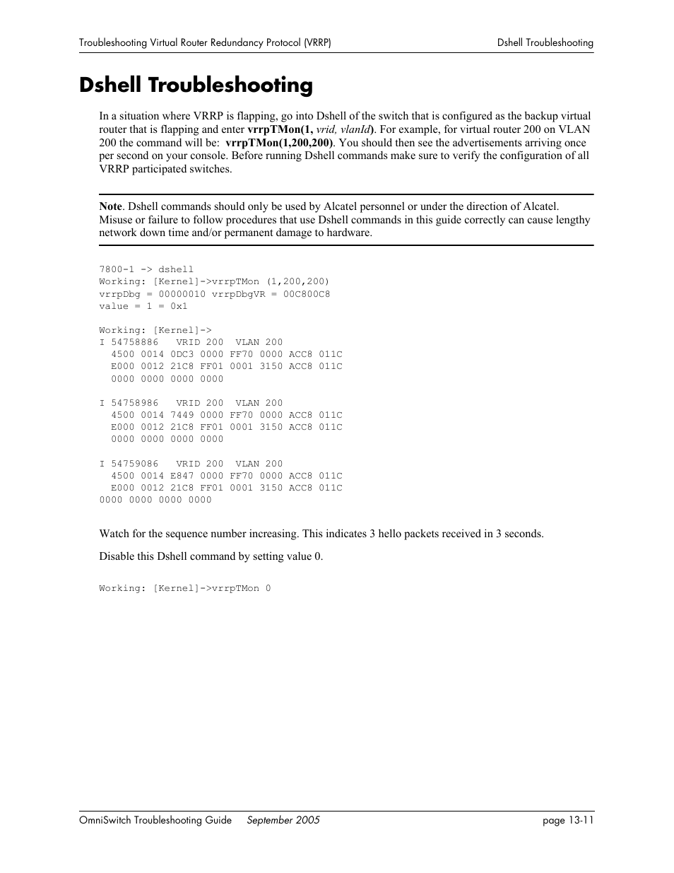 Dshell troubleshooting, Dshell troubleshooting -11 | Alcatel Carrier Internetworking Solutions 6648 User Manual | Page 221 / 614