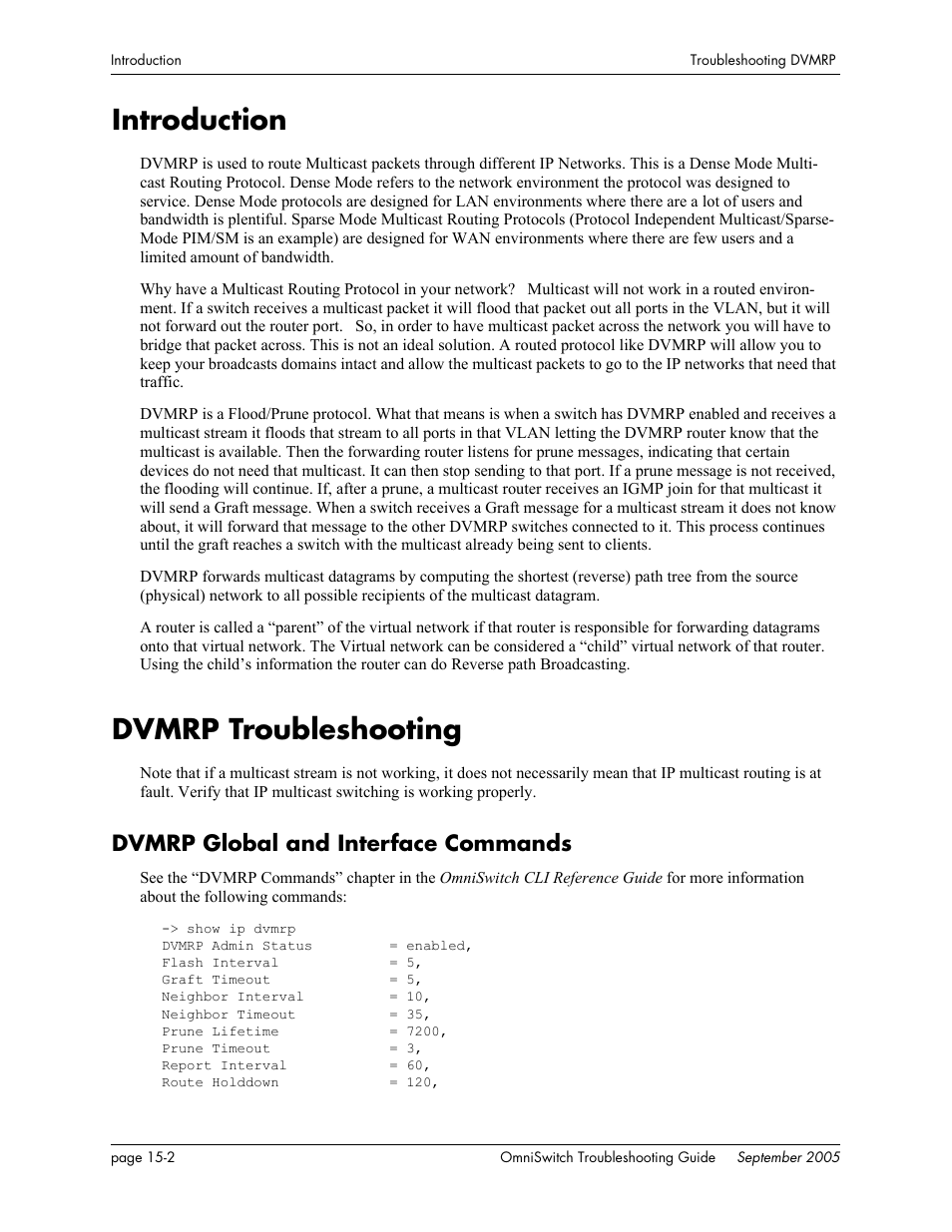 Introduction, Dvmrp troubleshooting, Dvmrp global and interface commands | Introduction -2, Dvmrp troubleshooting -2, Dvmrp global and interface commands -2 | Alcatel Carrier Internetworking Solutions 6648 User Manual | Page 244 / 614