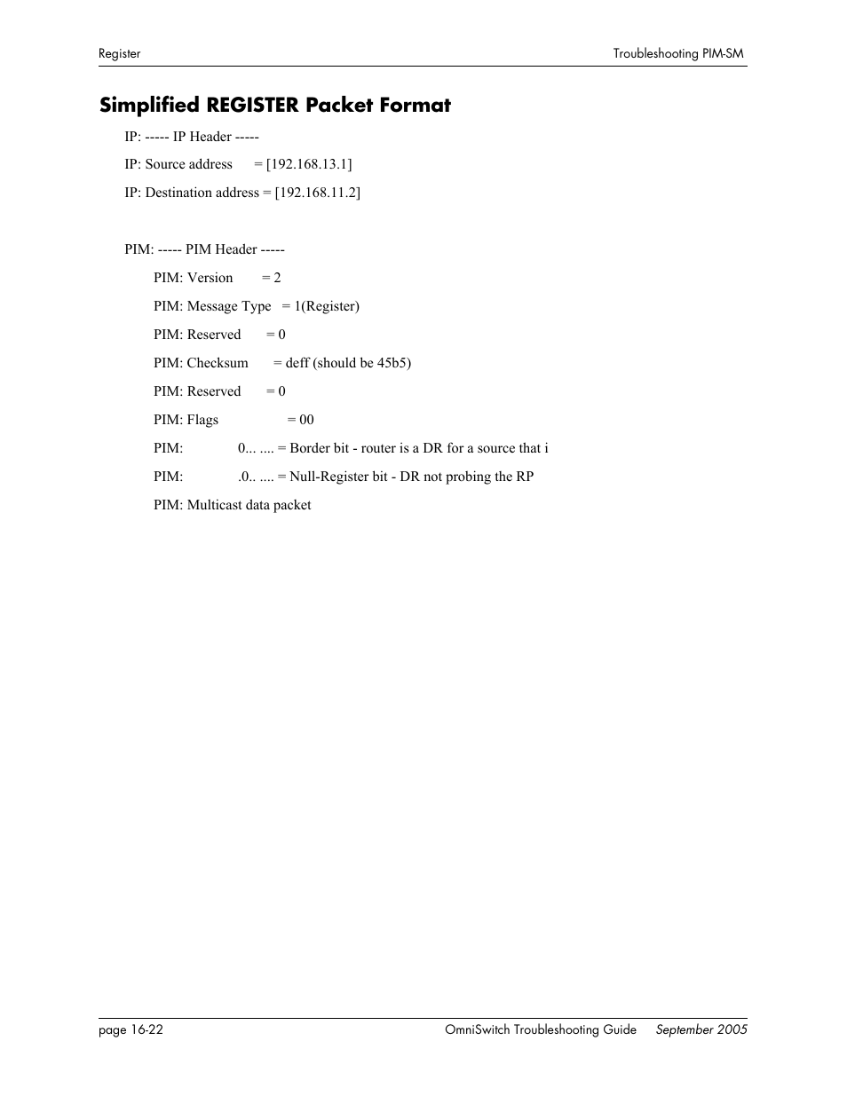 Simplified register packet format, Simplified register packet format -22 | Alcatel Carrier Internetworking Solutions 6648 User Manual | Page 284 / 614