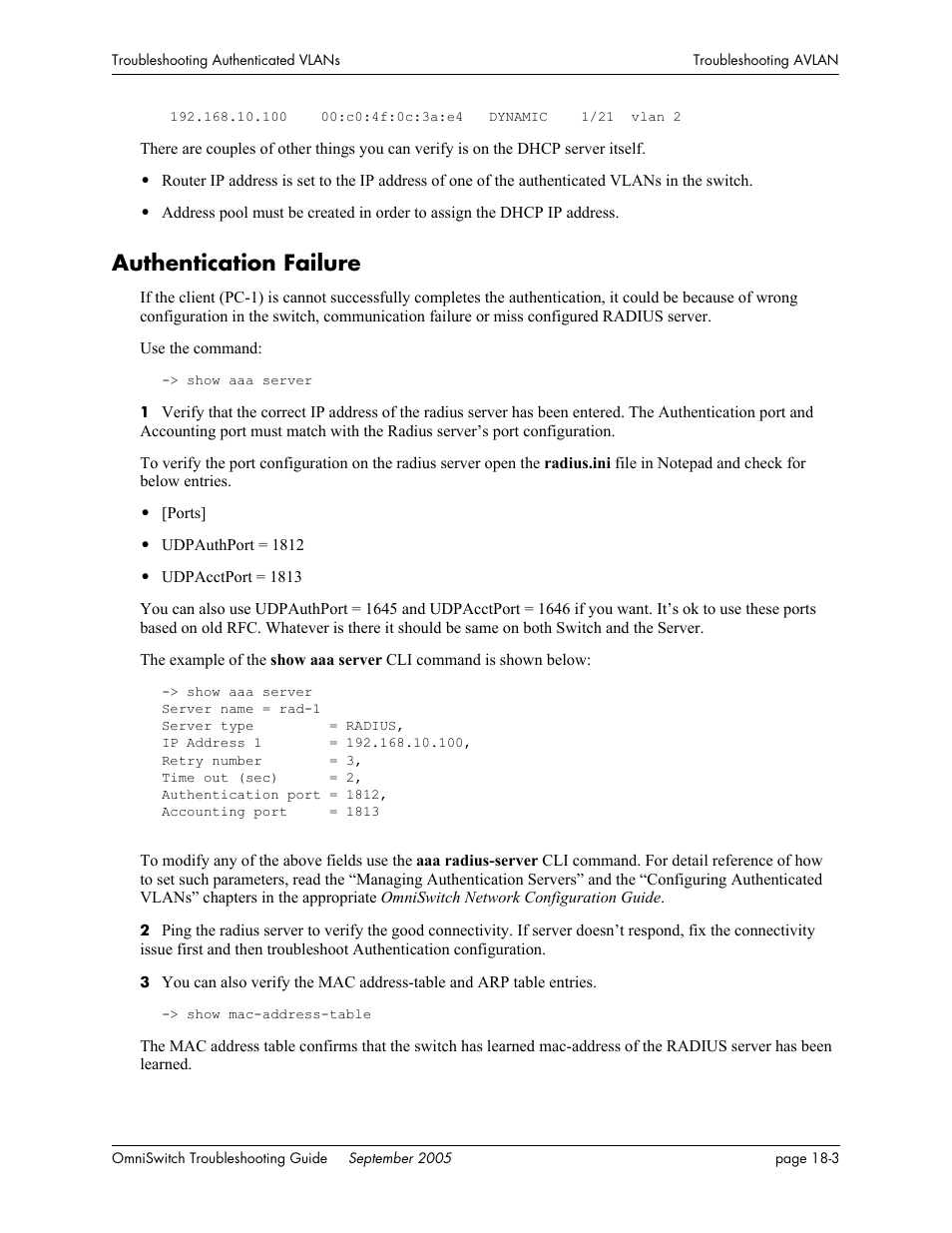 Authentication failure, Authentication failure -3 | Alcatel Carrier Internetworking Solutions 6648 User Manual | Page 301 / 614