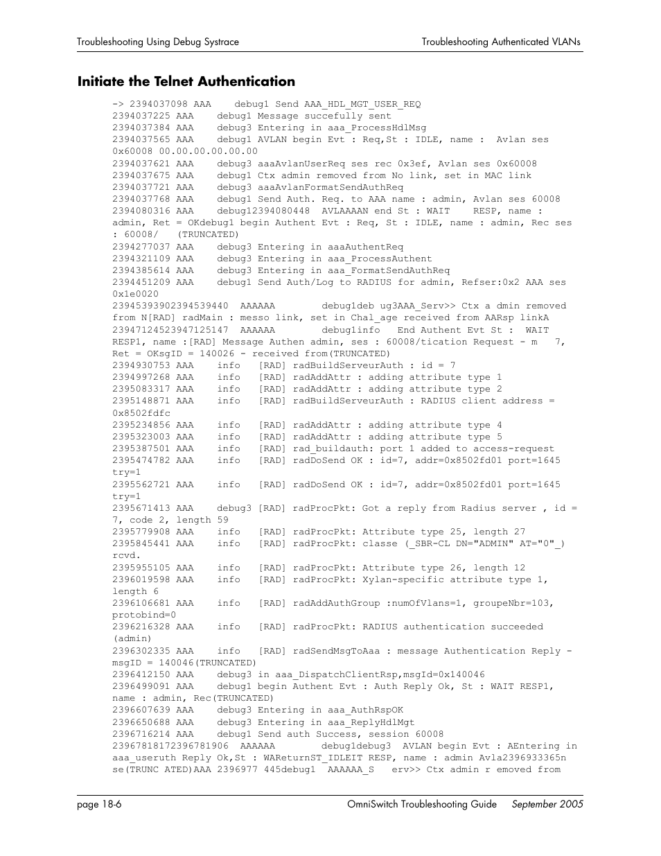 Initiate the telnet authentication, Initiate the telnet authentication -6 | Alcatel Carrier Internetworking Solutions 6648 User Manual | Page 304 / 614