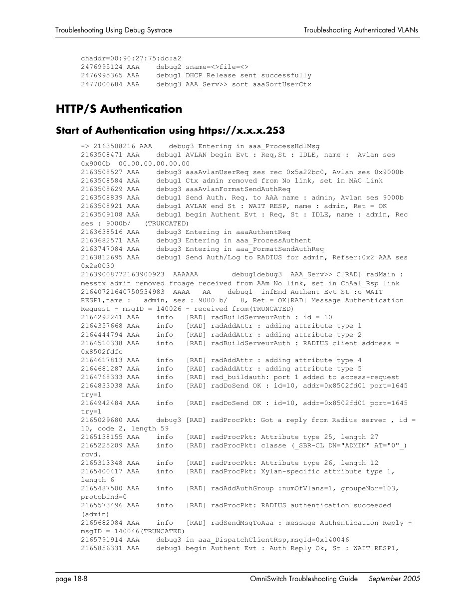 Http/s authentication, Start of authentication using https://x.x.x.253, Http/s authentication -8 | Start of authentication using https://x.x.x.253 -8 | Alcatel Carrier Internetworking Solutions 6648 User Manual | Page 306 / 614