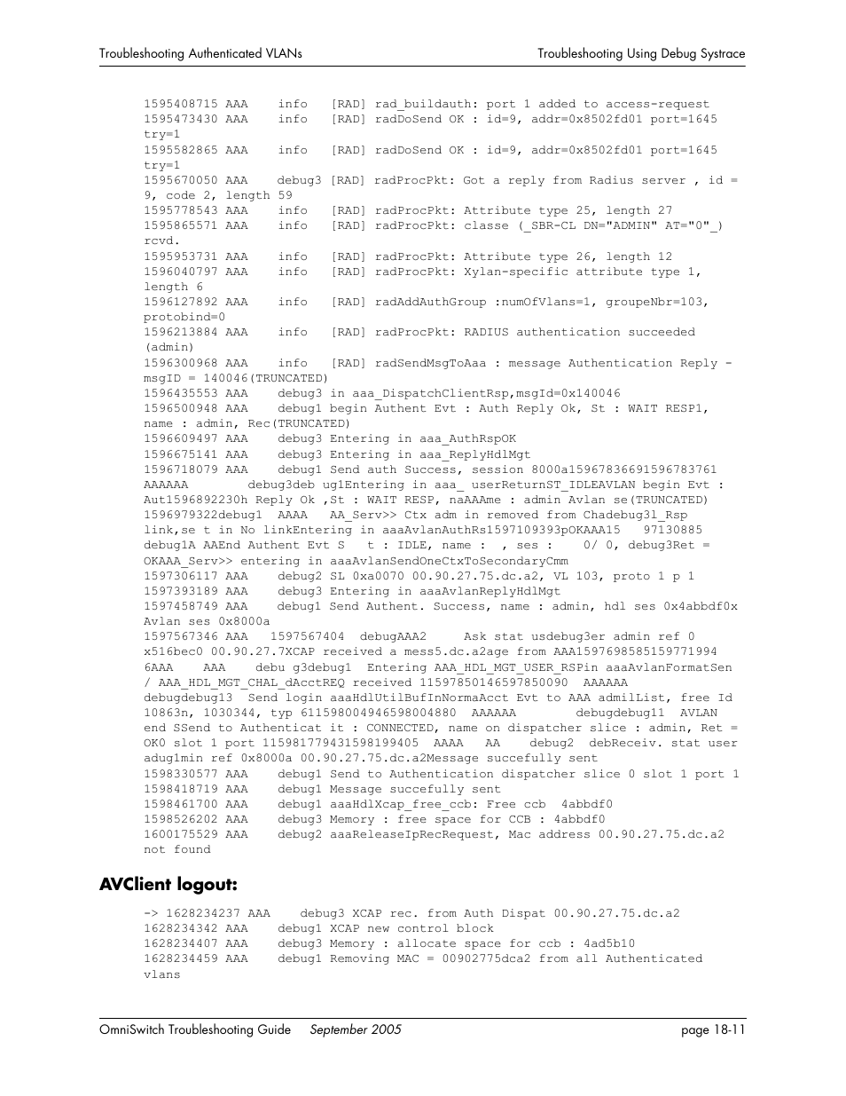 Avclient logout, Avclient logout: -11 | Alcatel Carrier Internetworking Solutions 6648 User Manual | Page 309 / 614