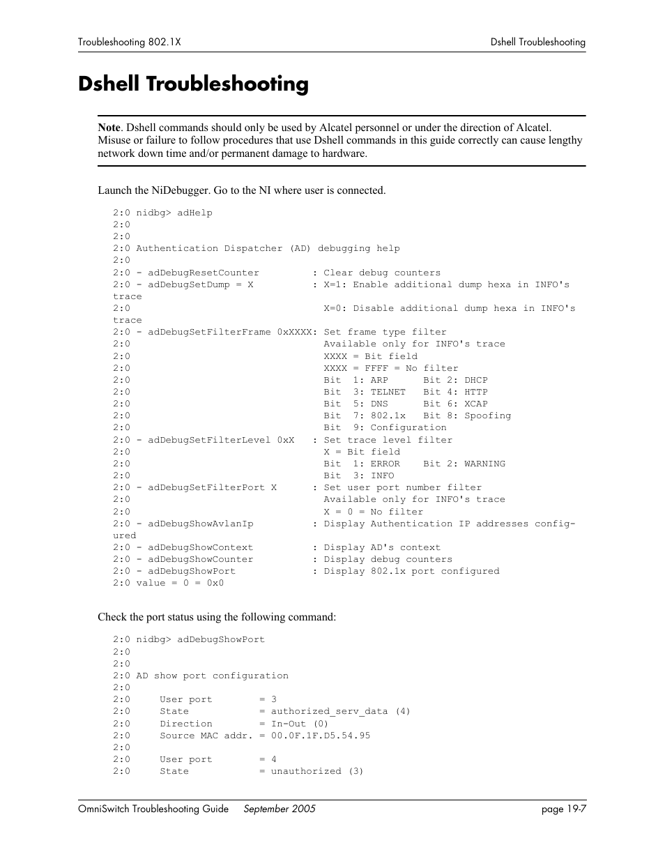 Dshell troubleshooting, Dshell troubleshooting -7 | Alcatel Carrier Internetworking Solutions 6648 User Manual | Page 321 / 614