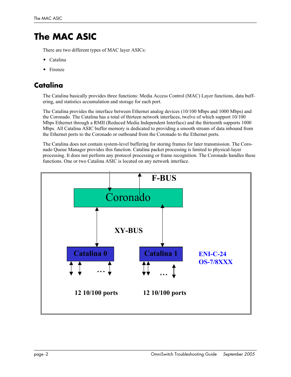 The mac asic, Catalina, Coronado | F-bus | Alcatel Carrier Internetworking Solutions 6648 User Manual | Page 326 / 614
