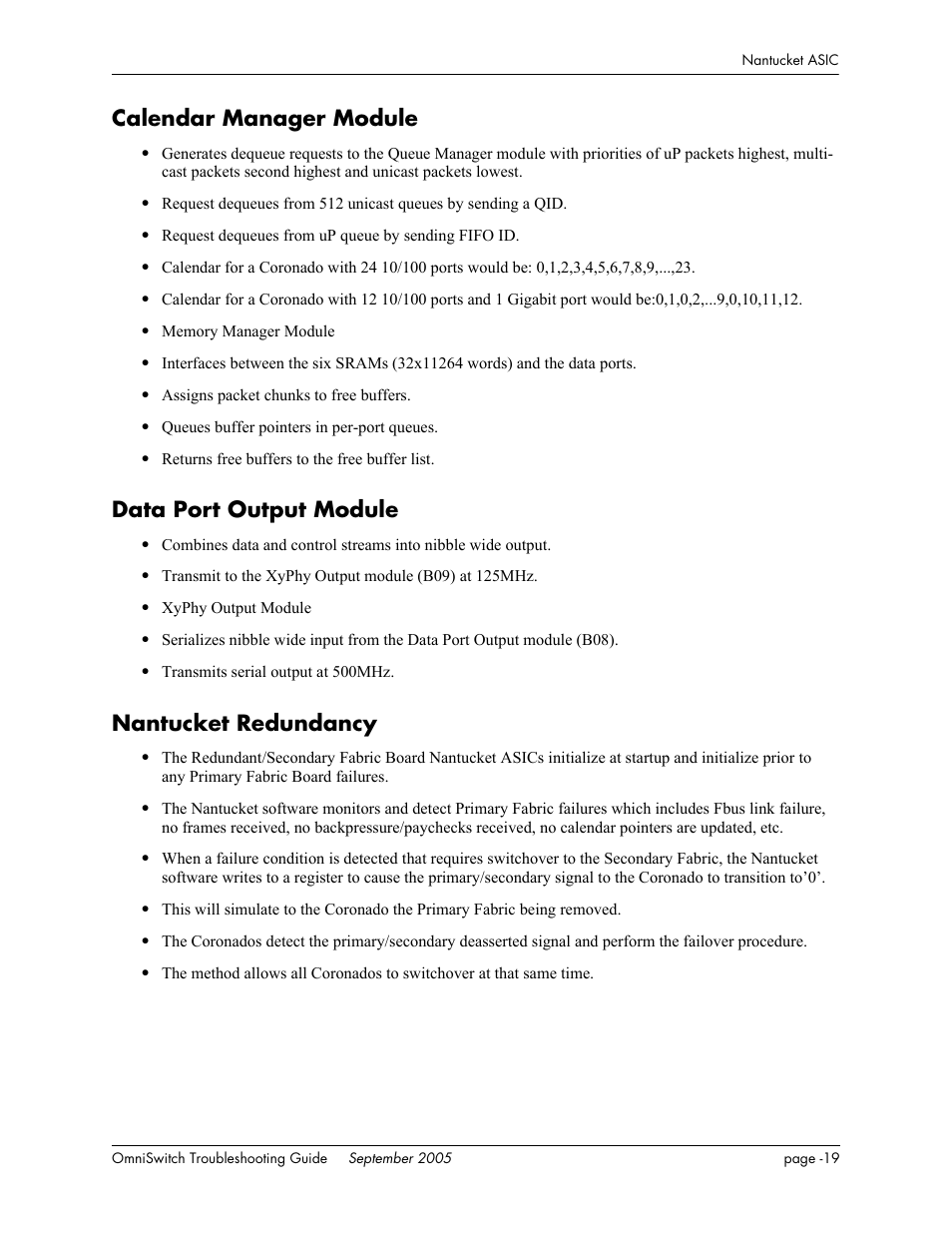 Calendar manager module, Data port output module, Nantucket redundancy | Alcatel Carrier Internetworking Solutions 6648 User Manual | Page 343 / 614