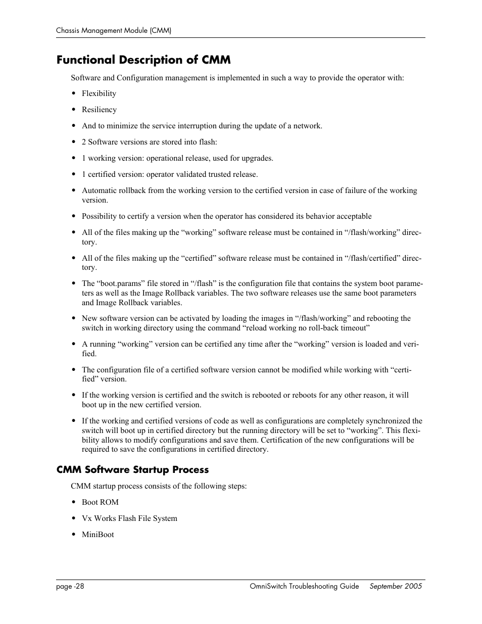Functional description of cmm, Cmm software startup process | Alcatel Carrier Internetworking Solutions 6648 User Manual | Page 352 / 614