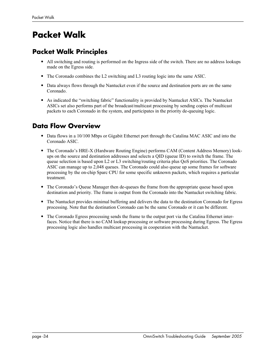 Packet walk, Packet walk principles, Data flow overview | Alcatel Carrier Internetworking Solutions 6648 User Manual | Page 358 / 614