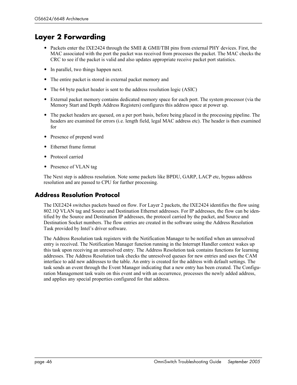 Layer 2 forwarding, Address resolution protocol | Alcatel Carrier Internetworking Solutions 6648 User Manual | Page 370 / 614