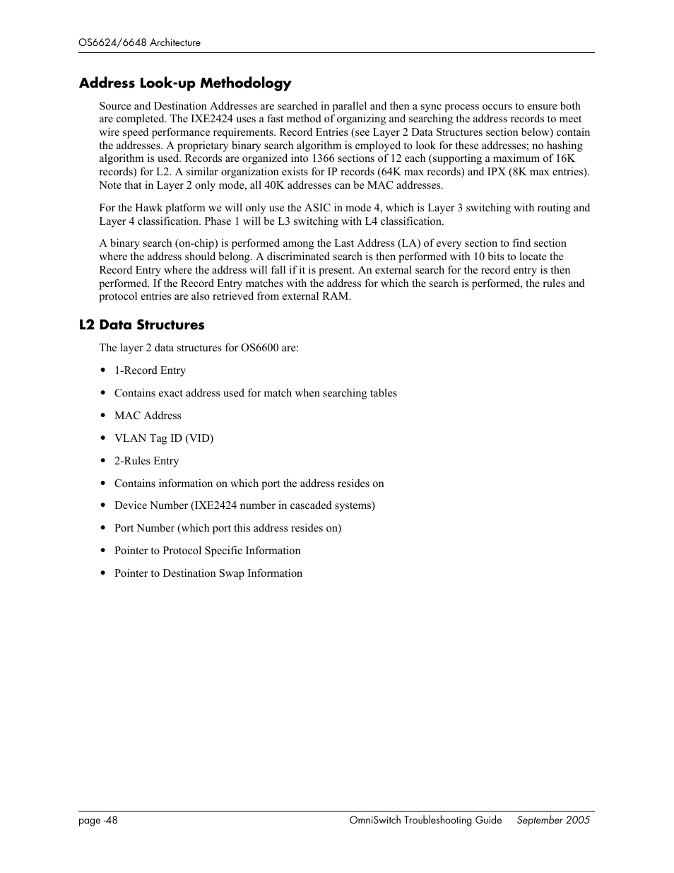 Address look-up methodology, L2 data structures | Alcatel Carrier Internetworking Solutions 6648 User Manual | Page 372 / 614