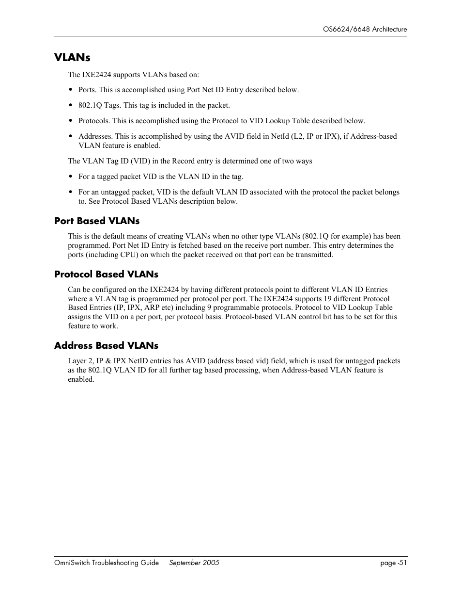 Vlans, Port based vlans, Protocol based vlans | Address based vlans | Alcatel Carrier Internetworking Solutions 6648 User Manual | Page 375 / 614