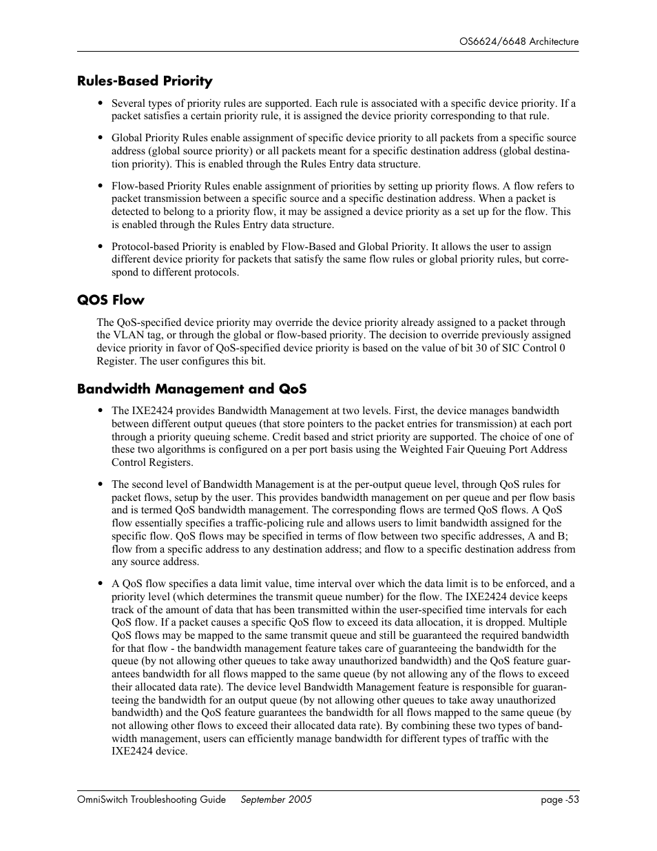 Rules-based priority, Qos flow, Bandwidth management and qos | Alcatel Carrier Internetworking Solutions 6648 User Manual | Page 377 / 614