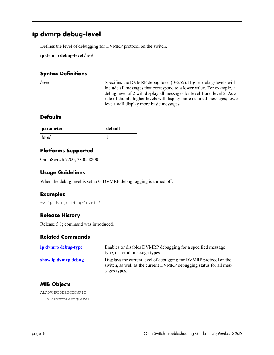 Ip dvmrp debug-level | Alcatel Carrier Internetworking Solutions 6648 User Manual | Page 394 / 614