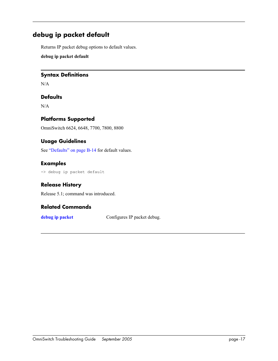 Debug ip packet default | Alcatel Carrier Internetworking Solutions 6648 User Manual | Page 403 / 614